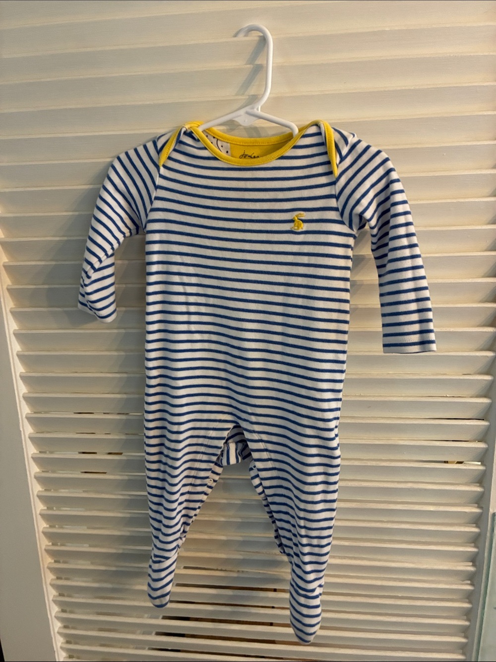 Joules Yellow-Trim Blue Striped Baby One-Piece - Unbranded
